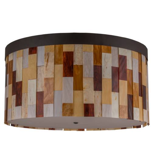 Cilindro Calico 6 Light 24" Tall Flush Mount Drum Ceiling Fixture - Oil Rubbed Bronze Finish