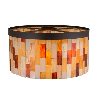 Cilindro Calico 6 Light 24" Tall Flush Mount Drum Ceiling Fixture - Oil Rubbed Bronze Finish