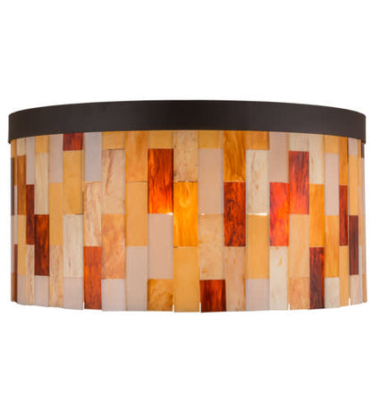 Cilindro Calico 6 Light 24" Tall Flush Mount Drum Ceiling Fixture - Oil Rubbed Bronze Finish