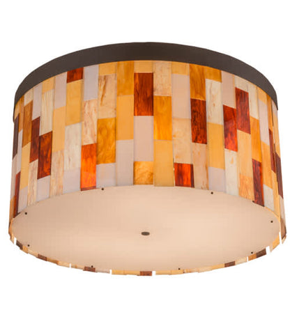 Cilindro Calico 6 Light 24" Tall Flush Mount Drum Ceiling Fixture - Oil Rubbed Bronze Finish