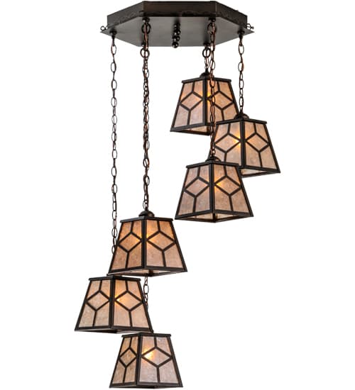 Craftsman 6 Light 27" Wide Multi Light Pendant