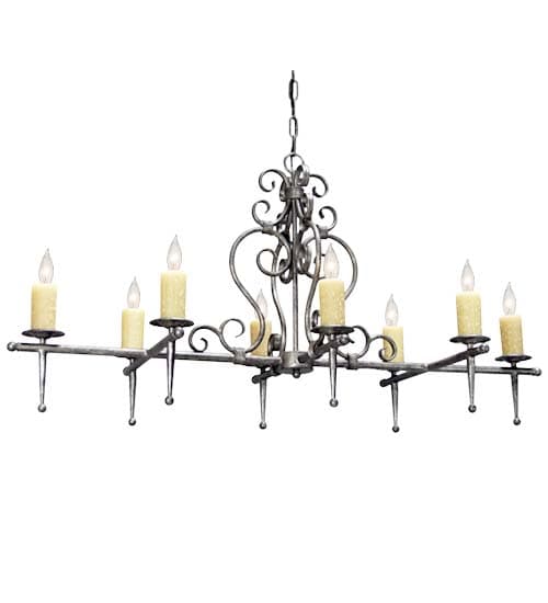 Long Monica 8 Light 24" Wide Taper Candle Linear Chandelier