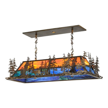 Meyda Tiffany Deer Through the Trees 9 Light 51" Wide Linear Pendant