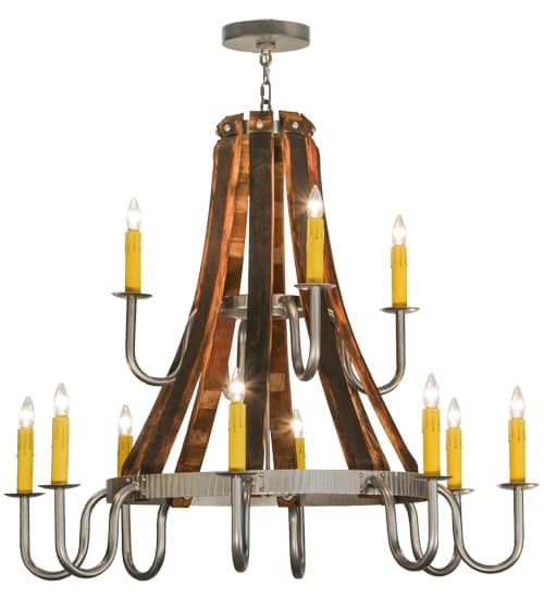 Barrel Stave Madera 12 Light 44" Wide Taper Candle Style Chandelier