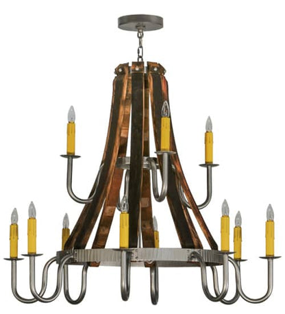 Barrel Stave Madera 12 Light 44" Wide Taper Candle Style Chandelier