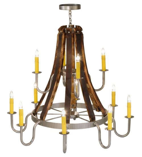 Barrel Stave Madera 12 Light 44" Wide Taper Candle Style Chandelier