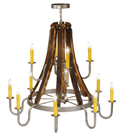 Barrel Stave Madera 12 Light 44" Wide Taper Candle Style Chandelier