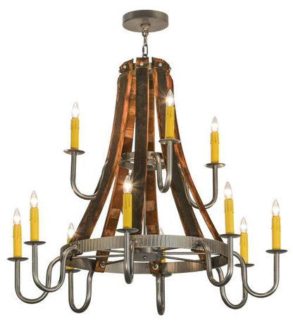 Barrel Stave Madera 12 Light 44" Wide Taper Candle Style Chandelier