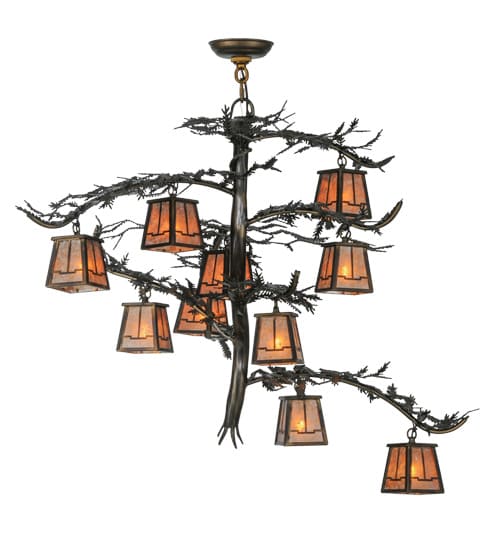 Pine Branch Valley View 10 Light 39" Wide Chandelier with Glass Shades
