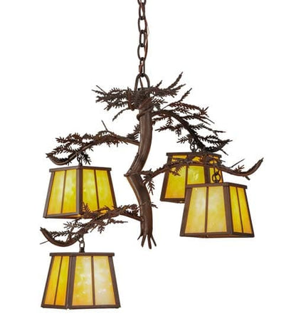 Pine Branch 4 Light 28" Wide Chandelier