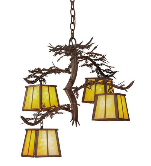 Pine Branch 4 Light 28" Wide Chandelier