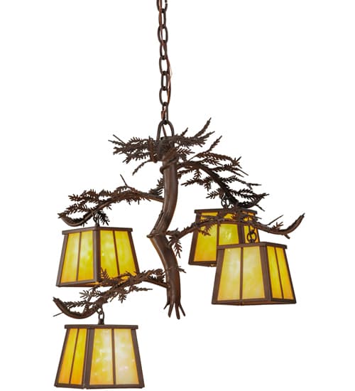 Pine Branch 4 Light 28" Wide Chandelier