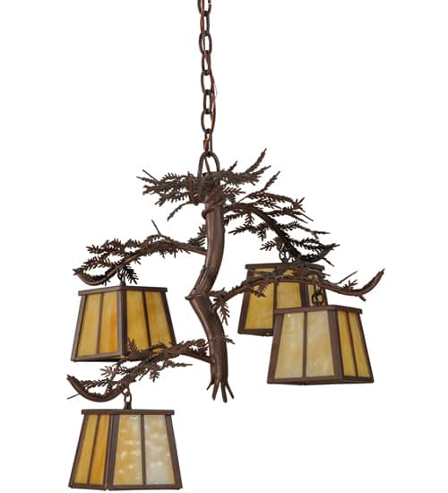 Pine Branch 4 Light 28" Wide Chandelier