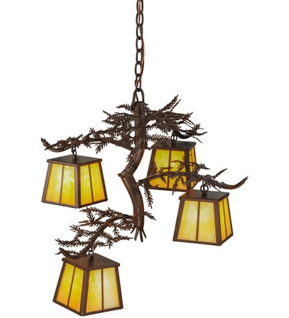 Pine Branch 4 Light 28" Wide Chandelier