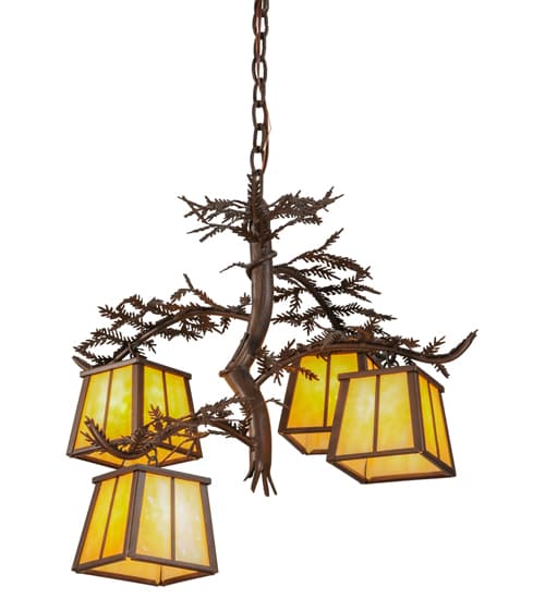 Pine Branch 4 Light 28" Wide Chandelier