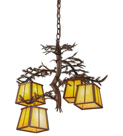 Pine Branch 4 Light 28" Wide Chandelier