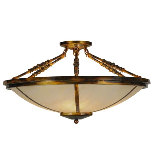 Commerce 4 Light 31" Wide Semi-Flush Bowl Ceiling Fixture - Light Burnished Transparent Gold Finish