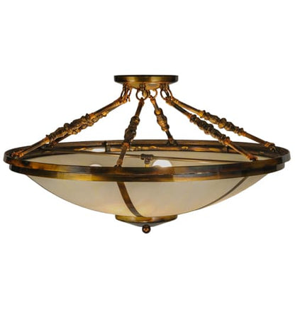 Commerce 4 Light 31" Wide Semi-Flush Bowl Ceiling Fixture - Light Burnished Transparent Gold Finish