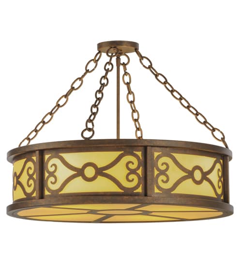 Donya 4 Light 26" Wide Semi-Flush Drum Ceiling Fixture - Gilded Tobacco Finish