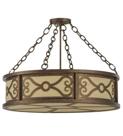 Donya 4 Light 26" Wide Semi-Flush Drum Ceiling Fixture - Gilded Tobacco Finish