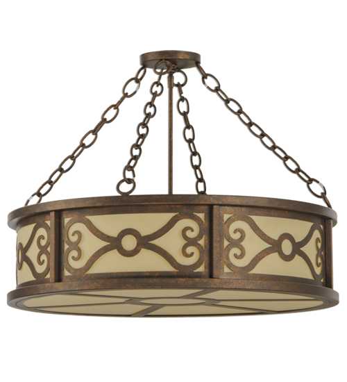 Donya 4 Light 26" Wide Semi-Flush Drum Ceiling Fixture - Gilded Tobacco Finish