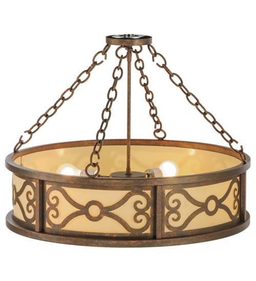 Donya 4 Light 26" Wide Semi-Flush Drum Ceiling Fixture - Gilded Tobacco Finish