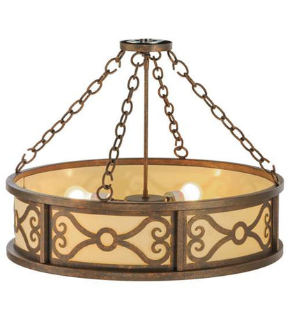 Donya 4 Light 26" Wide Semi-Flush Drum Ceiling Fixture - Gilded Tobacco Finish