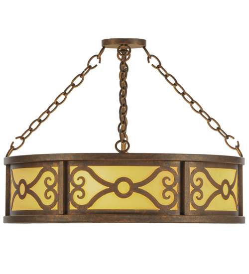 Donya 4 Light 26" Wide Semi-Flush Drum Ceiling Fixture - Gilded Tobacco Finish