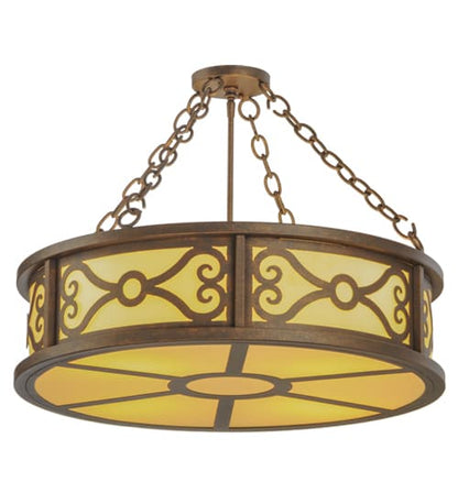 Donya 4 Light 26" Wide Semi-Flush Drum Ceiling Fixture - Gilded Tobacco Finish