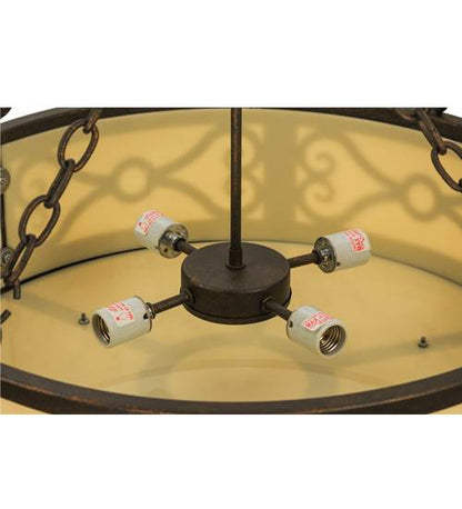 Donya 4 Light 26" Wide Semi-Flush Drum Ceiling Fixture - Gilded Tobacco Finish