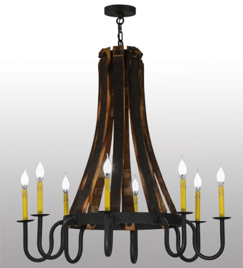 Barrel Stave Madera 8 Light 40" Wide Taper Candle Style Chandelier