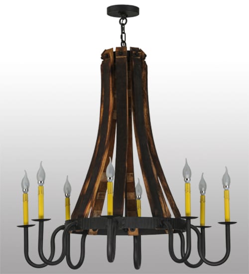 Barrel Stave Madera 8 Light 40" Wide Taper Candle Style Chandelier