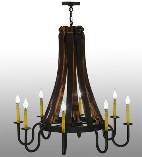 Barrel Stave Madera 8 Light 40" Wide Taper Candle Style Chandelier