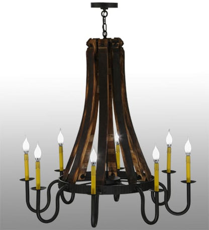 Barrel Stave Madera 8 Light 40" Wide Taper Candle Style Chandelier