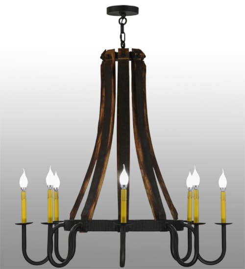 Barrel Stave Madera 8 Light 40" Wide Taper Candle Style Chandelier