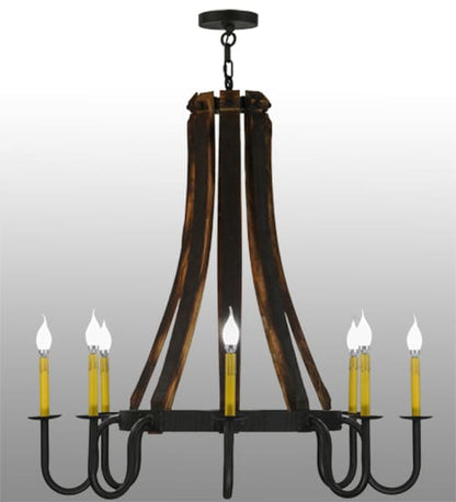 Barrel Stave Madera 8 Light 40" Wide Taper Candle Style Chandelier