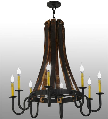 Barrel Stave Madera 8 Light 40" Wide Taper Candle Style Chandelier