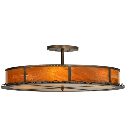Rustic Prime 4 Light 42" Wide Semi-Flush Drum Ceiling Fixture