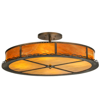 Rustic Prime 4 Light 42" Wide Semi-Flush Drum Ceiling Fixture
