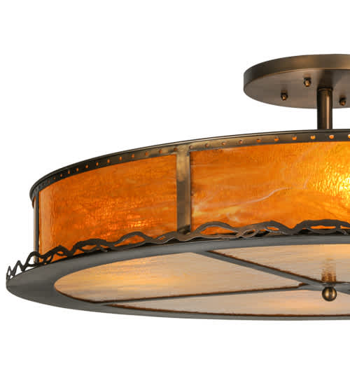 Rustic Prime 4 Light 42" Wide Semi-Flush Drum Ceiling Fixture
