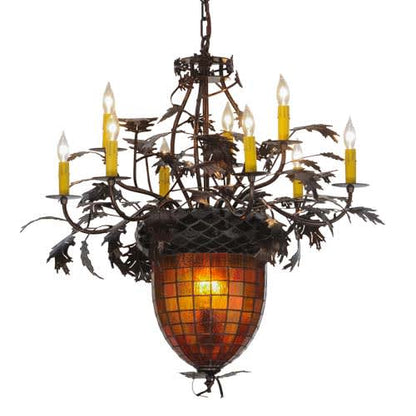 Greenbriar Oak 11 Light 32" Wide Taper Candle Style Chandelier
