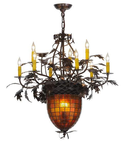 Greenbriar Oak 11 Light 32" Wide Taper Candle Style Chandelier