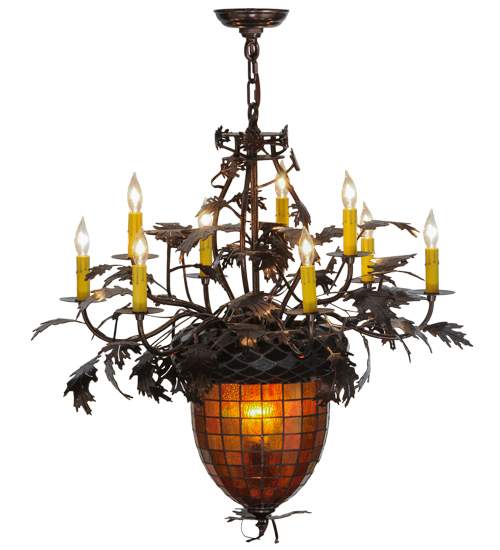 Greenbriar Oak 11 Light 32" Wide Taper Candle Style Chandelier