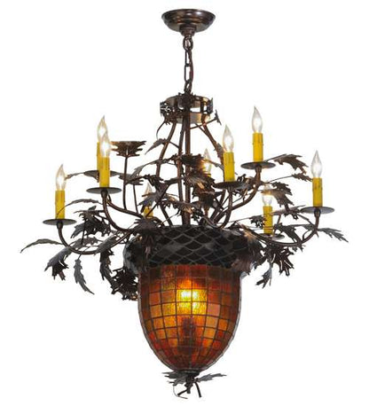 Greenbriar Oak 11 Light 32" Wide Taper Candle Style Chandelier