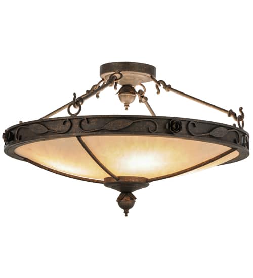 Arabesque 4 Light 28" Wide Semi-Flush Bowl Ceiling Fixture - Copper Rust Finish