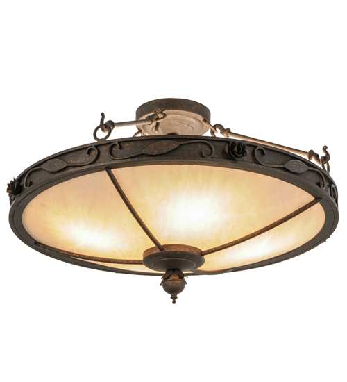 Arabesque 4 Light 28" Wide Semi-Flush Bowl Ceiling Fixture - Copper Rust Finish