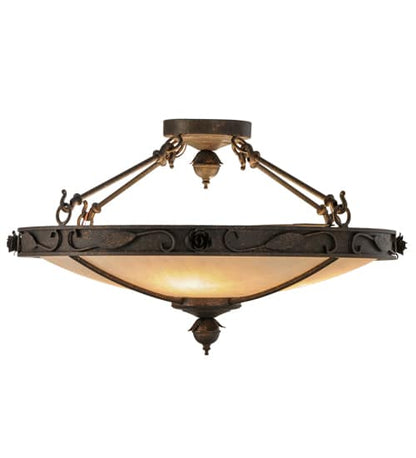 Arabesque 4 Light 28" Wide Semi-Flush Bowl Ceiling Fixture - Copper Rust Finish