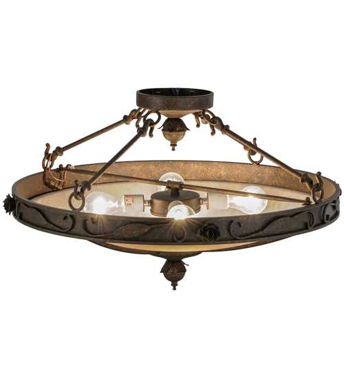 Arabesque 4 Light 28" Wide Semi-Flush Bowl Ceiling Fixture - Copper Rust Finish