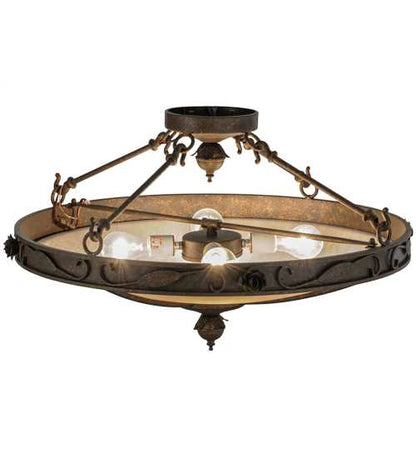 Arabesque 4 Light 28" Wide Semi-Flush Bowl Ceiling Fixture - Copper Rust Finish