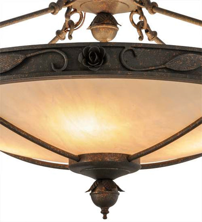 Arabesque 4 Light 28" Wide Semi-Flush Bowl Ceiling Fixture - Copper Rust Finish